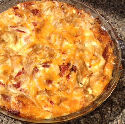 spaghetti pie with bacon